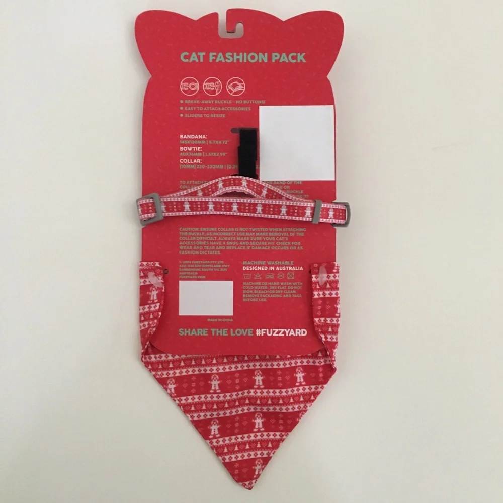 NEW Cat Collar Bowtie & Bandana Red “Meowlidays” Fashion Christmas | FuzzYard